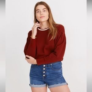 MADEWELL High Rise Button Fly Denim Shorts in Derby